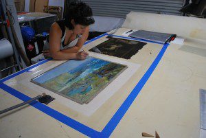 Oriana Montemurro Working on two paintings