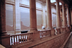 Piazzoni murals in Old Main Library Piazzoni Murals before removal