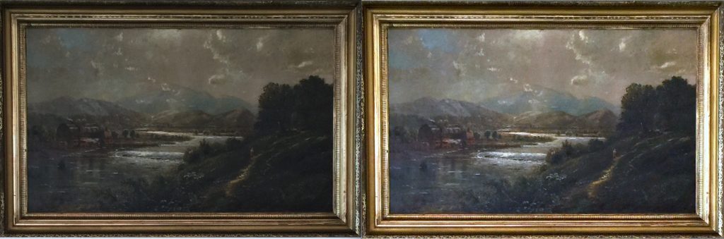 Smoke Damaged 19th Century Oil Painting in its original frame brought back to life with a careful and expert cleaning.