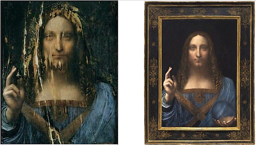 Before and After Painting Conservation Salvador Mundi